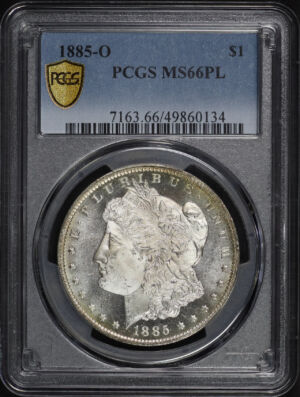 Obverse of this 1885-O Morgan Dollar PCGS MS-66 PL