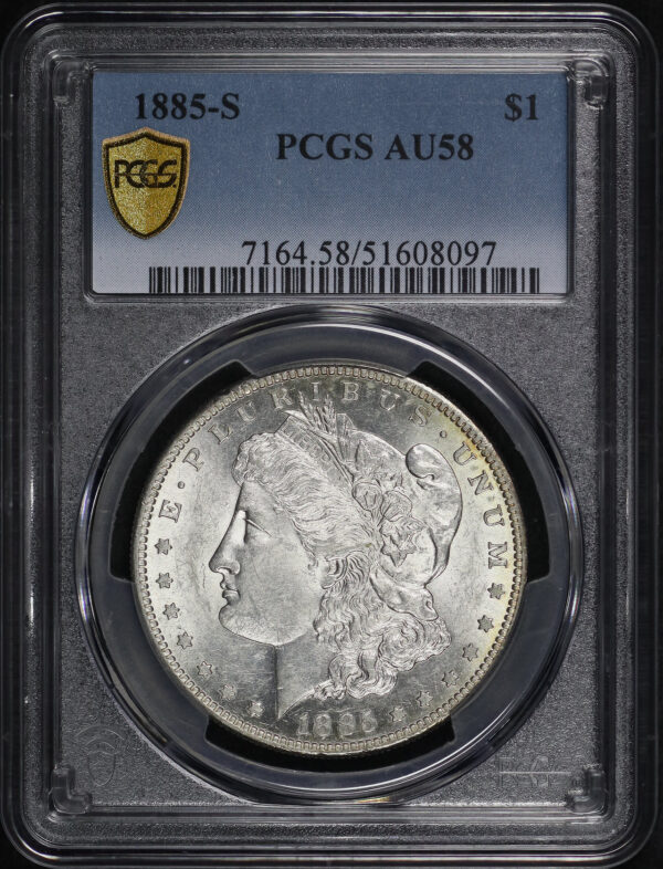 Obverse of this 1885-S Morgan Dollar PCGS AU-58