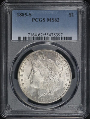 Obverse of this 1885-S Morgan Dollar PCGS MS-62