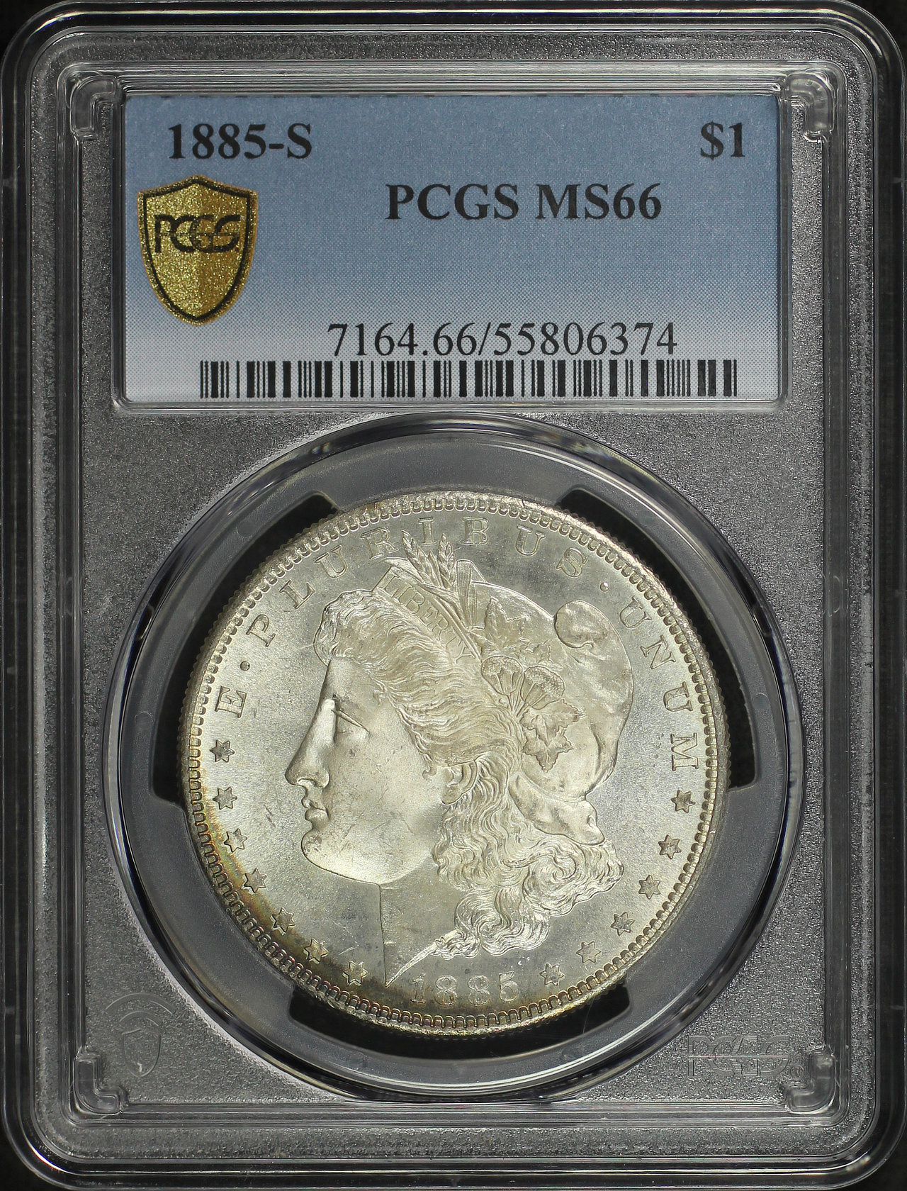 Obverse of this 1885-S Morgan Dollar PCGS MS-66