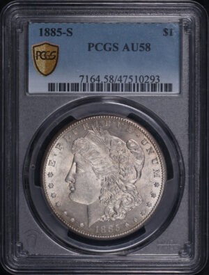 Obverse of this 1885-S Morgan Dollar PCGS AU-58