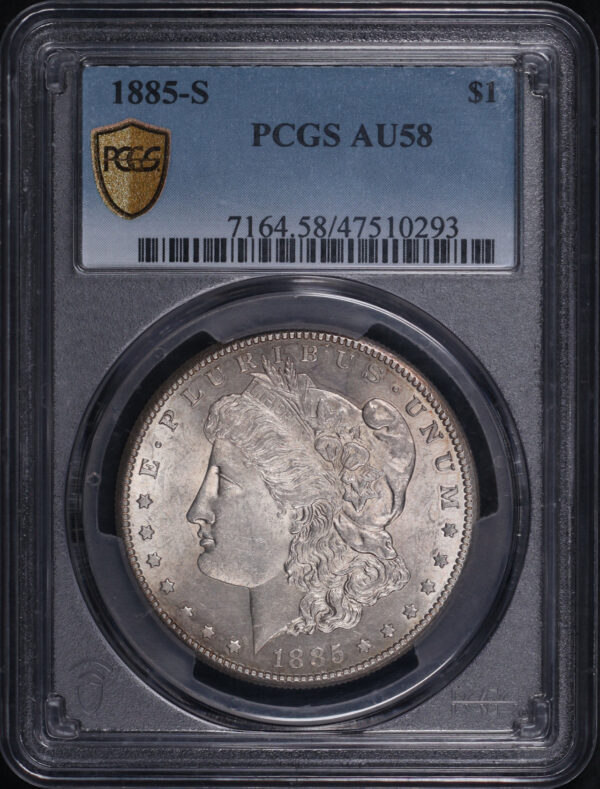Obverse of this 1885-S Morgan Dollar PCGS AU-58