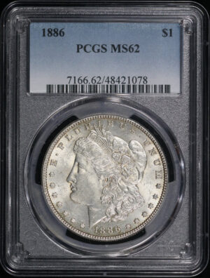 Obverse of this 1886 Morgan Dollar PCGS MS-62