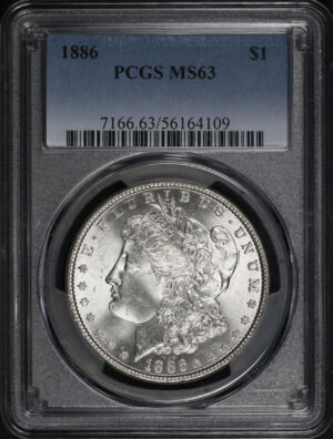 Obverse of this 1886 Morgan Dollar PCGS MS-63