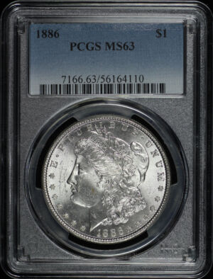 Obverse of this 1886 Morgan Dollar PCGS MS-63