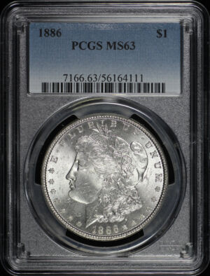 Obverse of this 1886 Morgan Dollar PCGS MS-63