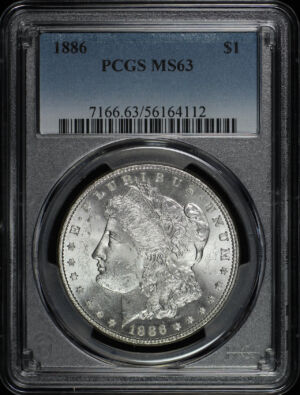 Obverse of this 1886 Morgan Dollar PCGS MS-63