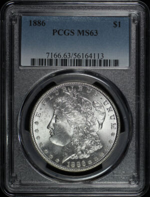 Obverse of this 1886 Morgan Dollar PCGS MS-63