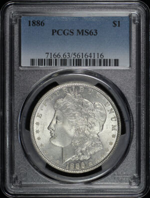 Obverse of this 1886 Morgan Dollar PCGS MS-63