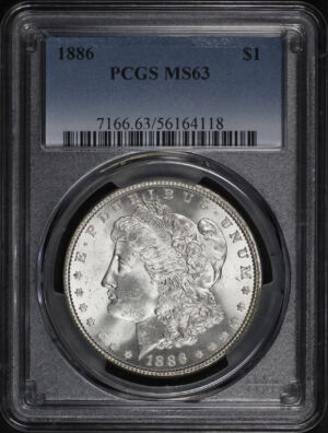 Obverse of this 1886 Morgan Dollar PCGS MS-63