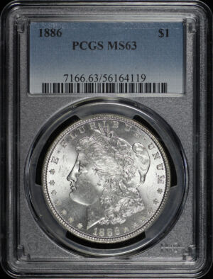 Obverse of this 1886 Morgan Dollar PCGS MS-63