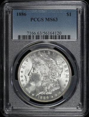 Obverse of this 1886 Morgan Dollar PCGS MS-63