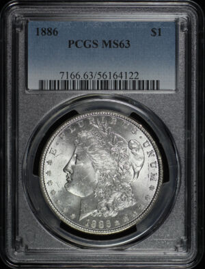 Obverse of this 1886 Morgan Dollar PCGS MS-63