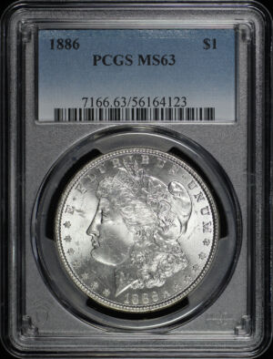 Obverse of this 1886 Morgan Dollar PCGS MS-63