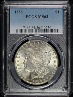 Obverse of this 1886 Morgan Dollar PCGS MS-63
