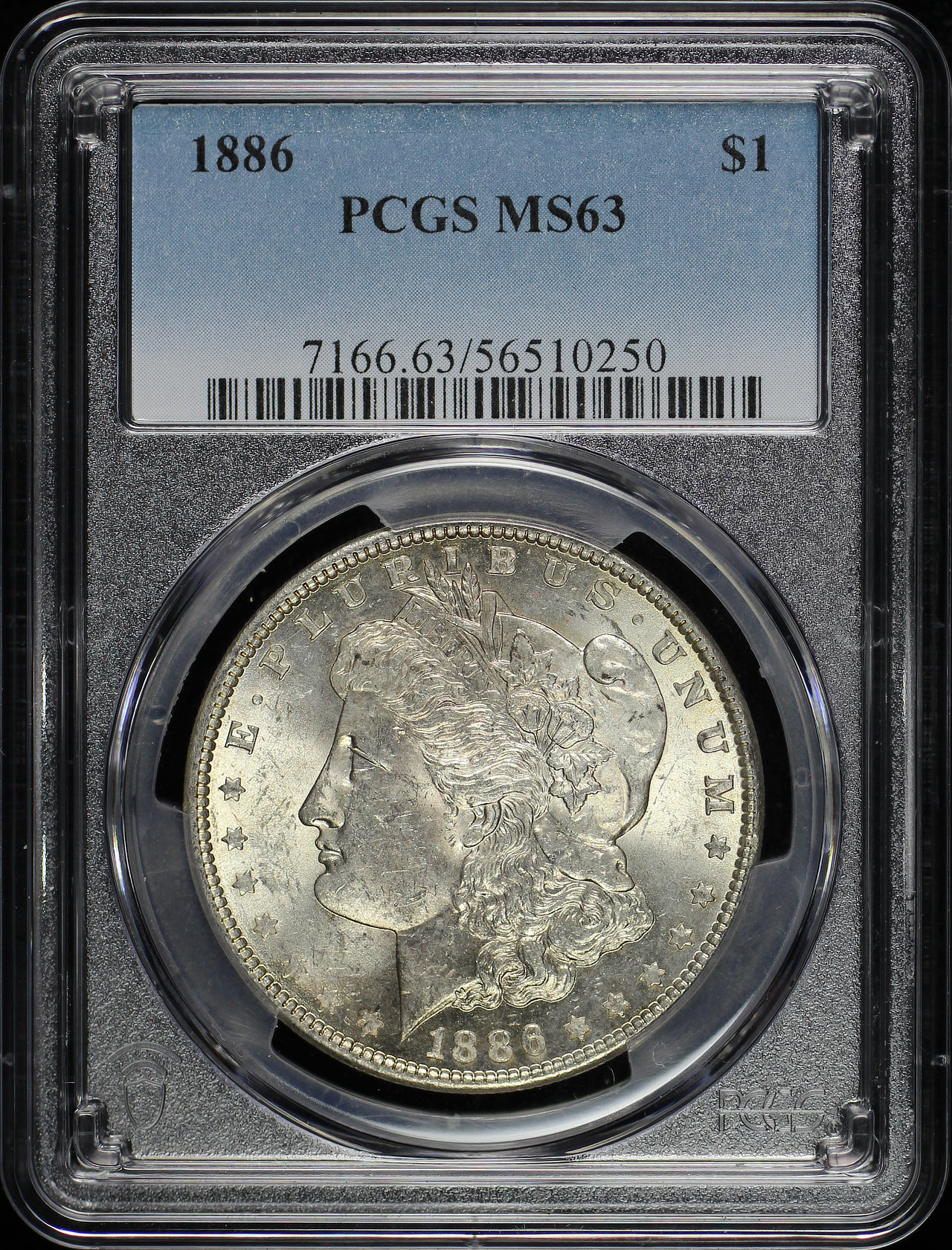 Obverse of this 1886 Morgan Dollar PCGS MS-63