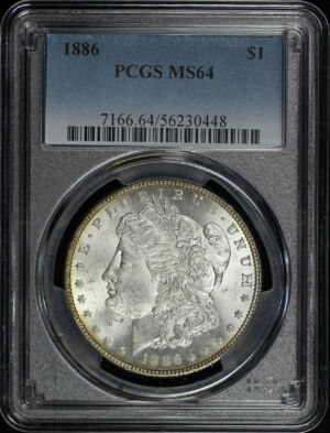 Obverse of this 1886 Morgan Dollar PCGS MS-64