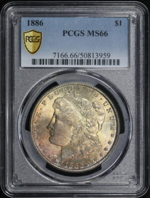 Obverse of this 1886 Morgan Dollar PCGS MS-66 Smoky Obverse Toning