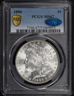 Obverse of this 1886 Morgan Dollar PCGS MS-67 CAC