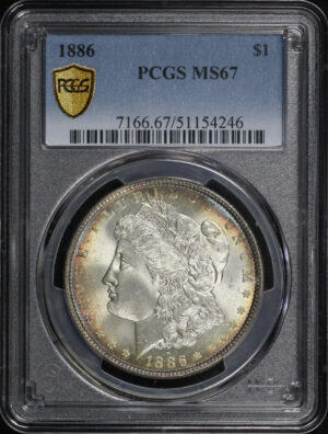 Obverse of this 1886 Morgan Dollar PCGS MS-67