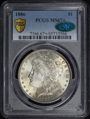 Obverse of this 1886 Morgan Dollar PCGS MS-67+ CAC