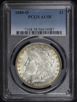 Obverse of this 1886-O Morgan Dollar PCGS AU-58