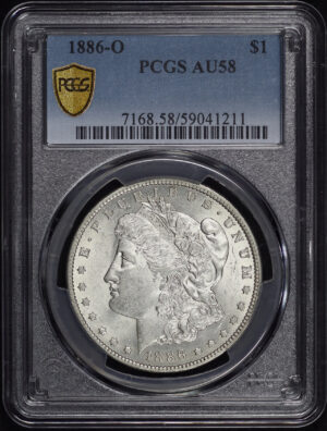 Obverse of this 1886-O Morgan Dollar PCGS AU-58