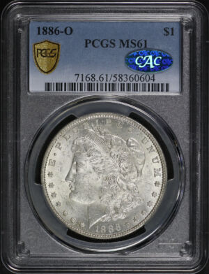 Obverse of this 1886-O Morgan Dollar PCGS MS-61 CAC