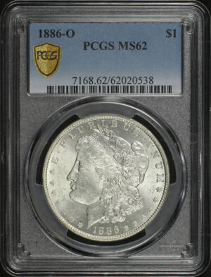 Obverse of this 1886-O Morgan Dollar PCGS MS-62