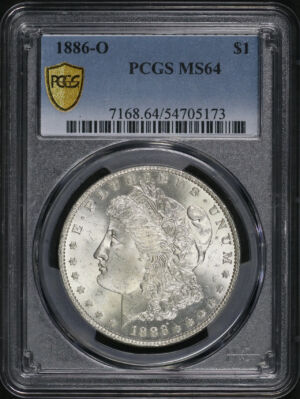 Obverse of this 1886-O Morgan Dollar PCGS MS-64