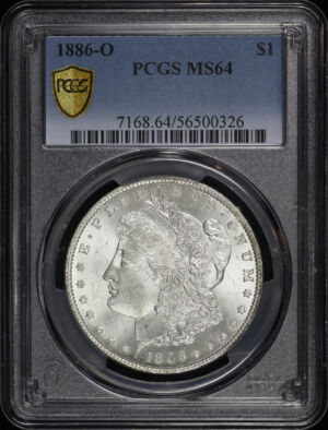 Obverse of this 1886-O Morgan Dollar PCGS MS-64