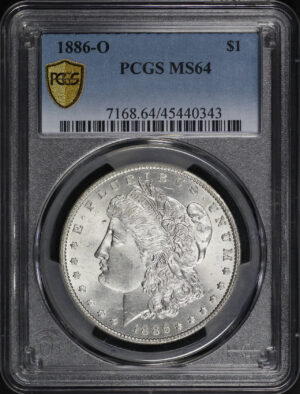 Obverse of this 1886-O Morgan Dollar PCGS MS-64