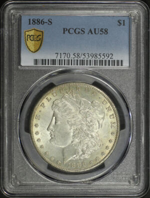 Obverse of this 1886-S Morgan Dollar PCGS AU-58