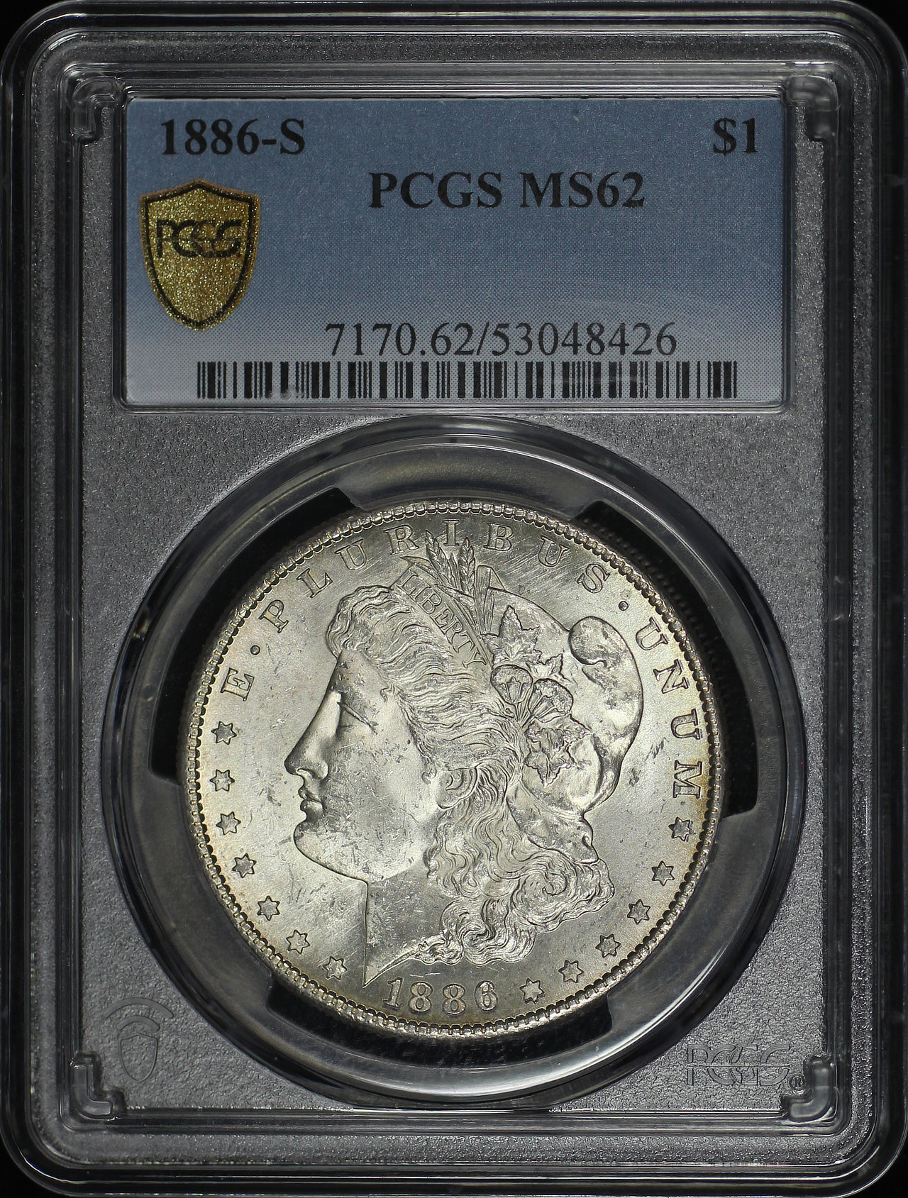 Obverse of this 1886-S Morgan Dollar PCGS MS-62