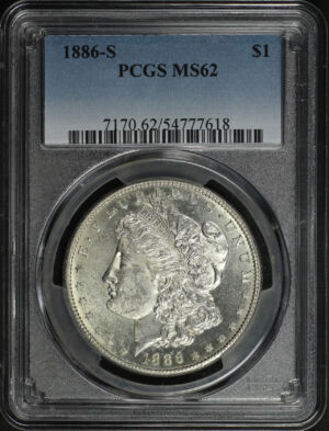 Obverse of this 1886-S Morgan Dollar PCGS MS-62
