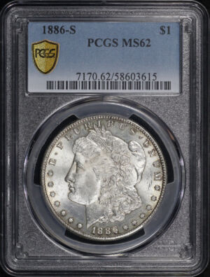 Obverse of this 1886-S Morgan Dollar PCGS MS-62
