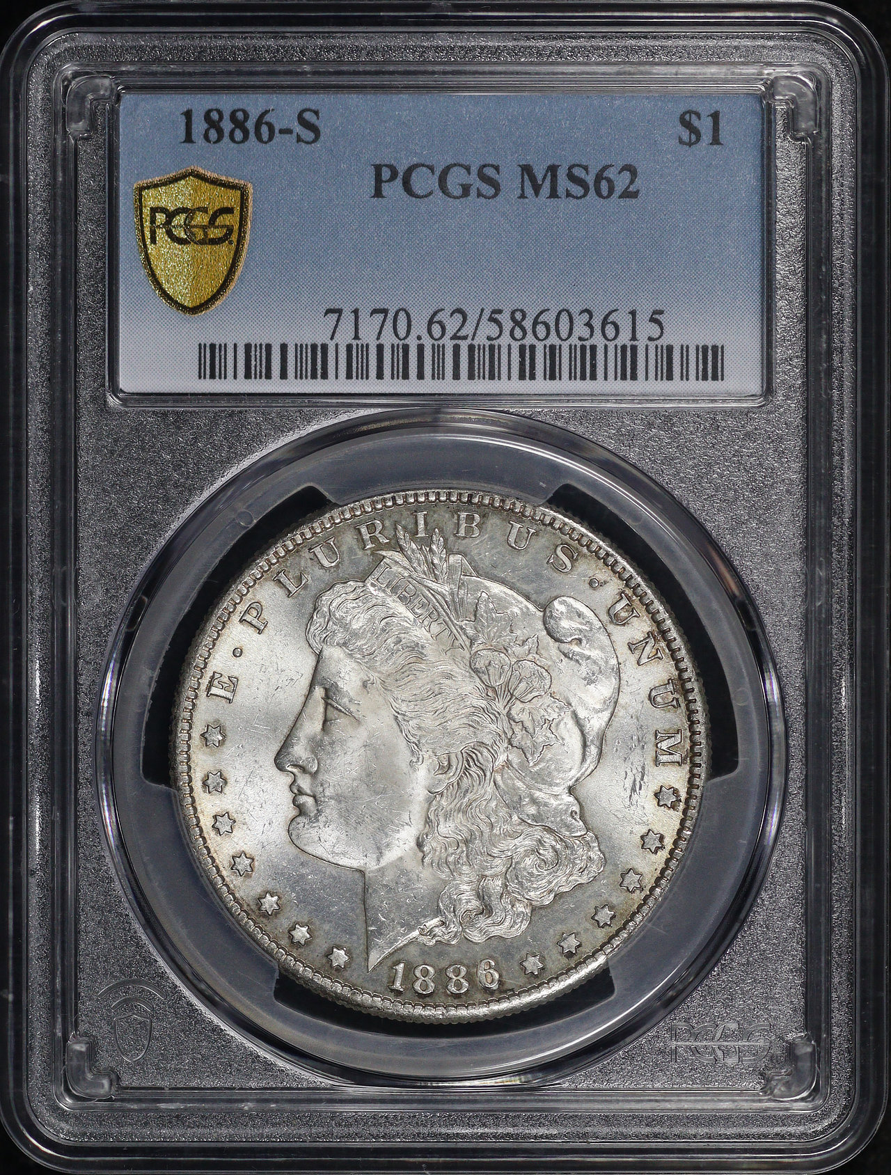 Obverse of this 1886-S Morgan Dollar PCGS MS-62