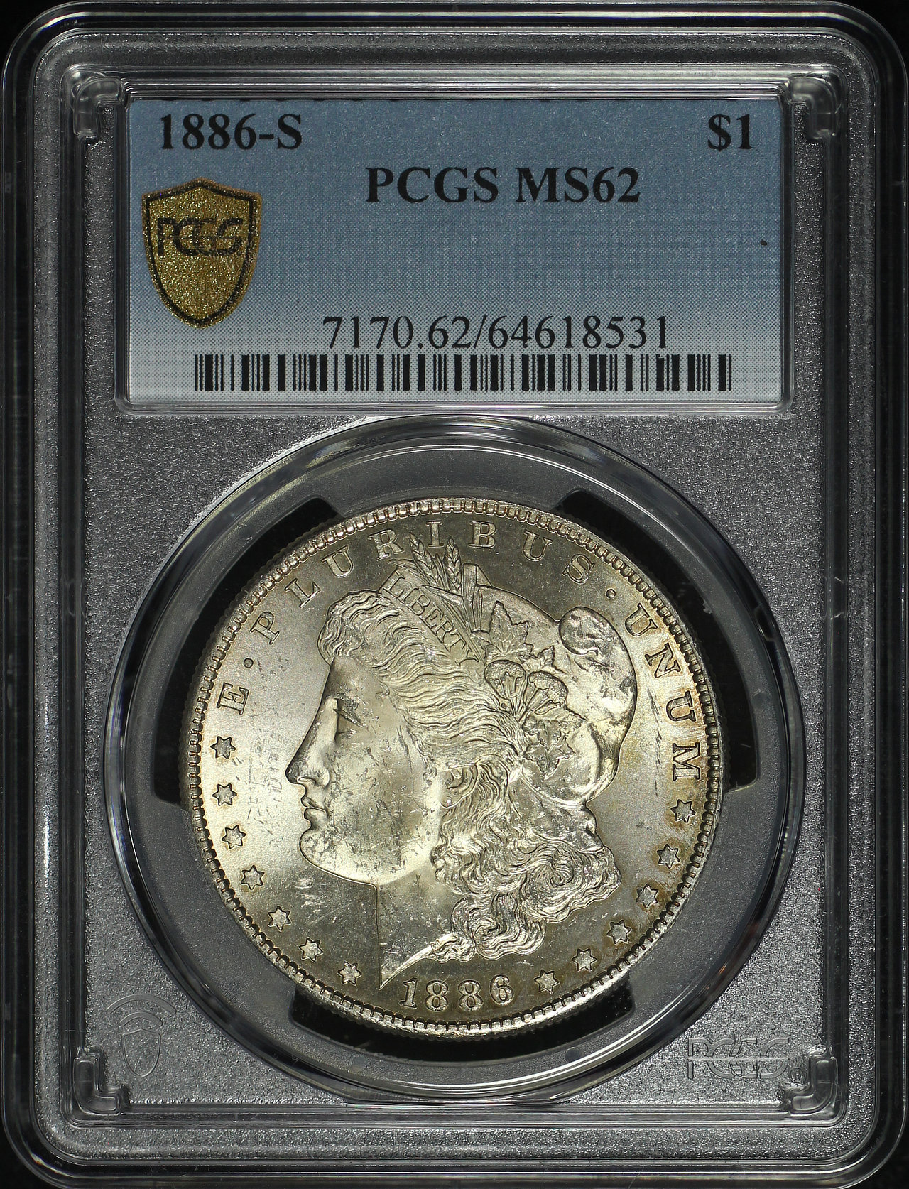 Obverse of this 1886-S Morgan Dollar PCGS MS-62