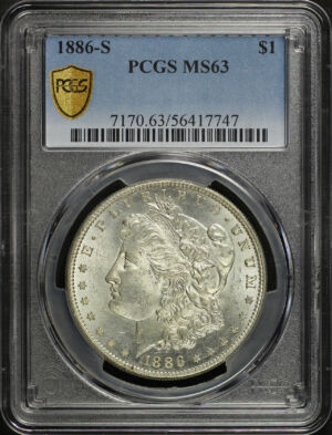 Obverse of this 1886-S Morgan Dollar PCGS MS-63