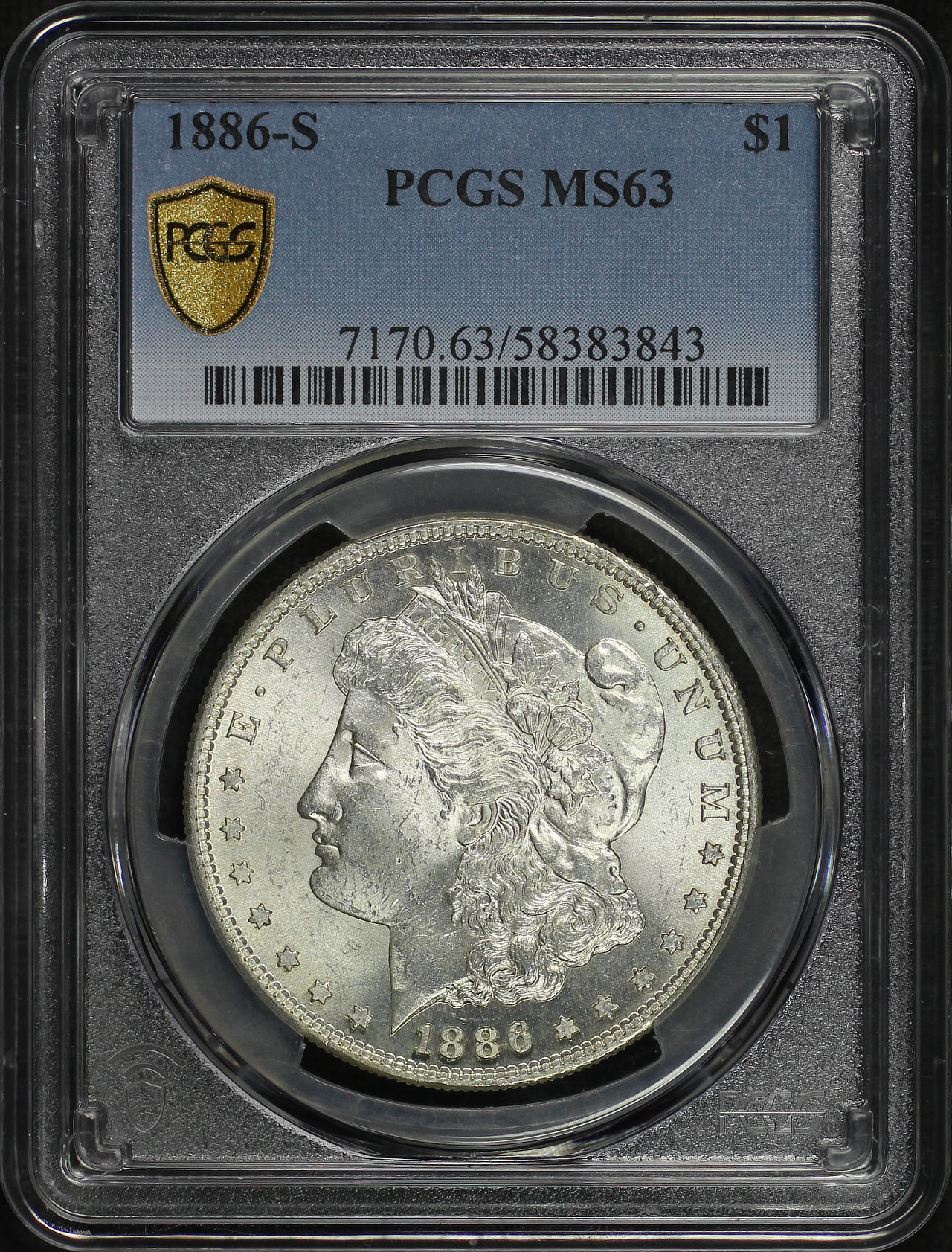 Obverse of this 1886-S Morgan Dollar PCGS MS-63