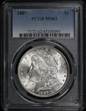 Obverse of this 1887 Morgan Dollar PCGS MS-62