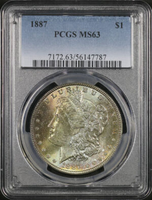 Obverse of this 1887 Morgan Dollar PCGS MS-63