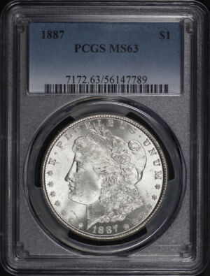 Obverse of this 1887 Morgan Dollar PCGS MS-63