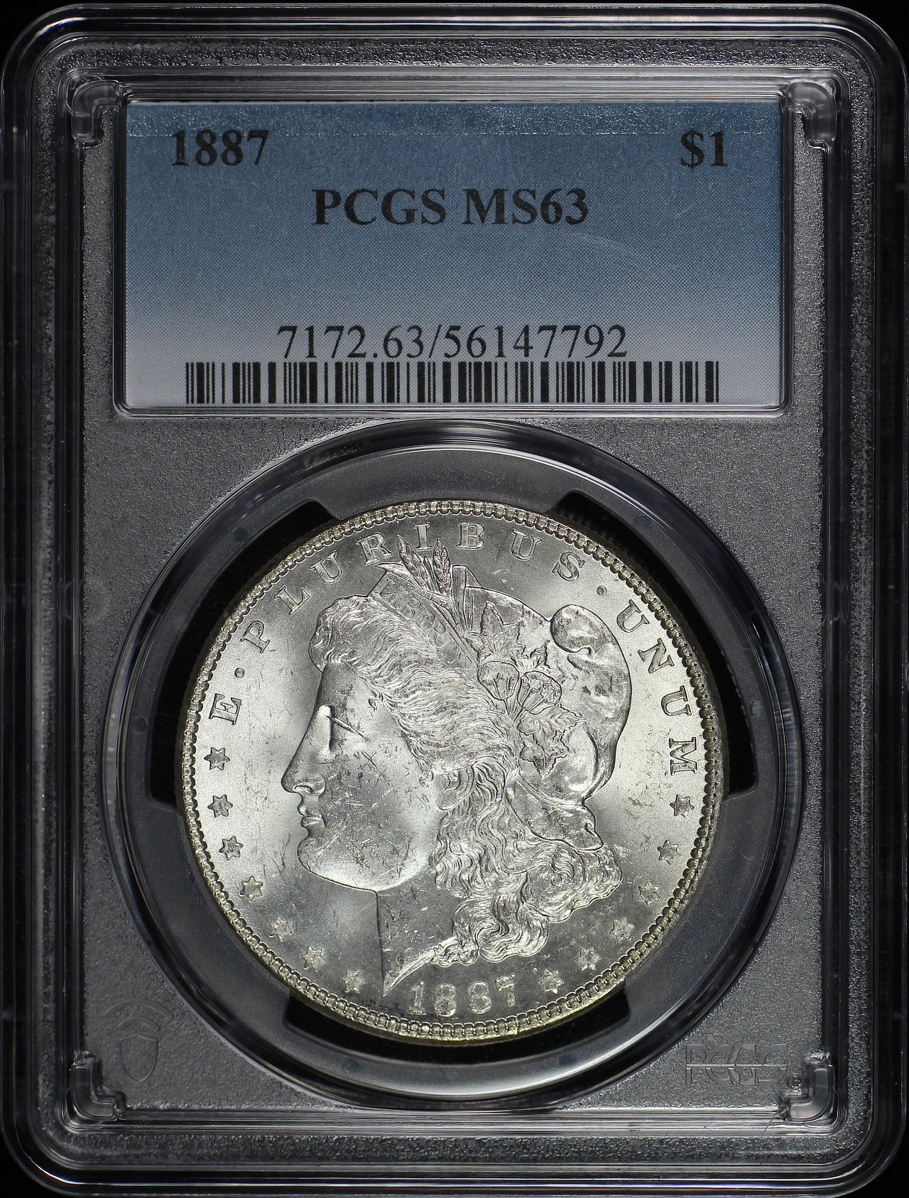 Obverse of this 1887 Morgan Dollar PCGS MS-63