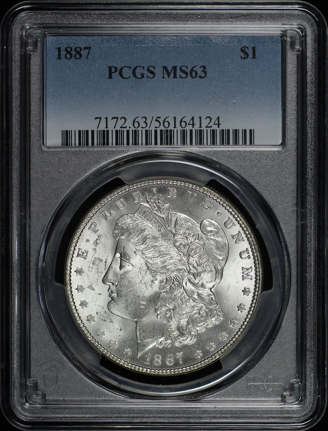 Obverse of this 1887 Morgan Dollar PCGS MS-63