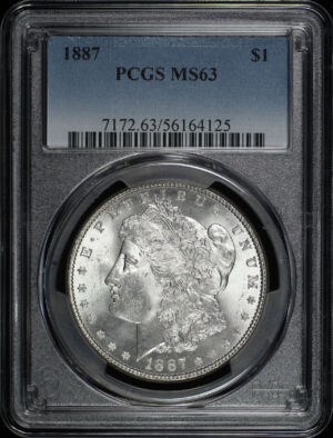 Obverse of this 1887 Morgan Dollar PCGS MS-63