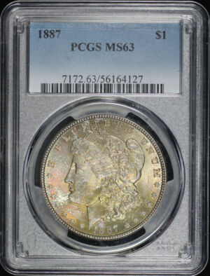 Obverse of this 1887 Morgan Dollar PCGS MS-63