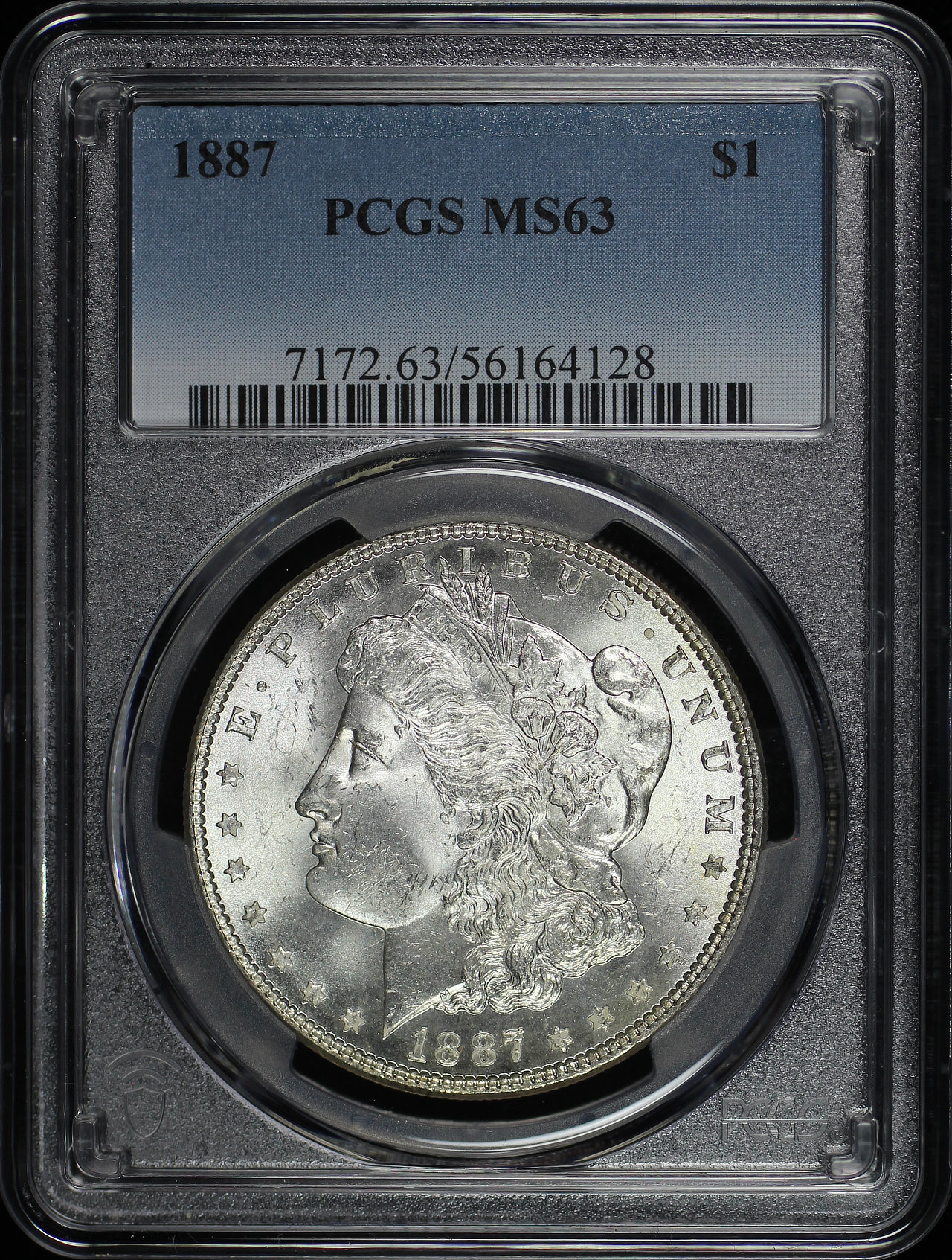 Obverse of this 1887 Morgan Dollar PCGS MS-63