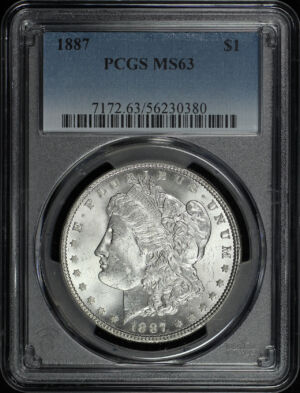 Obverse of this 1887 Morgan Dollar PCGS MS-63