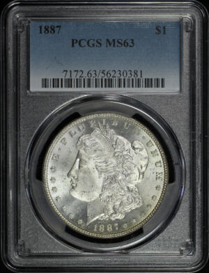 Obverse of this 1887 Morgan Dollar PCGS MS-63